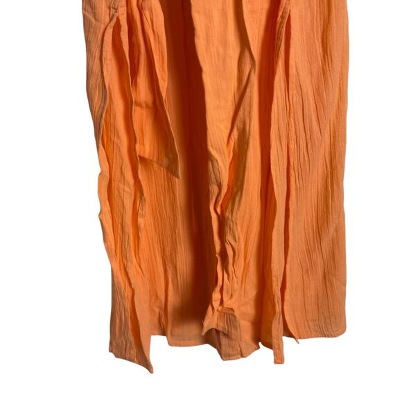 Becca Gauzy Nectar Orange Button Down Midi Beach Coverup Shirt Dress Size Small - Picture 6 of 11